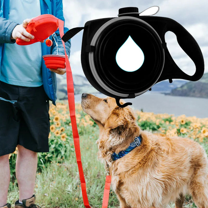 4-in-1 Dog Leash with Water Bottle & Waste Bag Holder