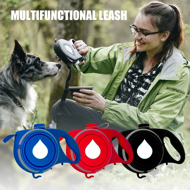 4-in-1 Dog Leash with Water Bottle & Waste Bag Holder